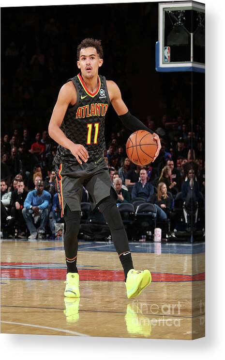 Trae Young Canvas Print featuring the photograph Atlanta Hawks V New York Knicks by Nathaniel S. Butler