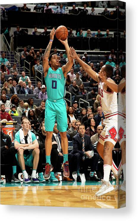 Miles Bridges Canvas Print featuring the photograph Chicago Bulls V Charlotte Hornets by Kent Smith