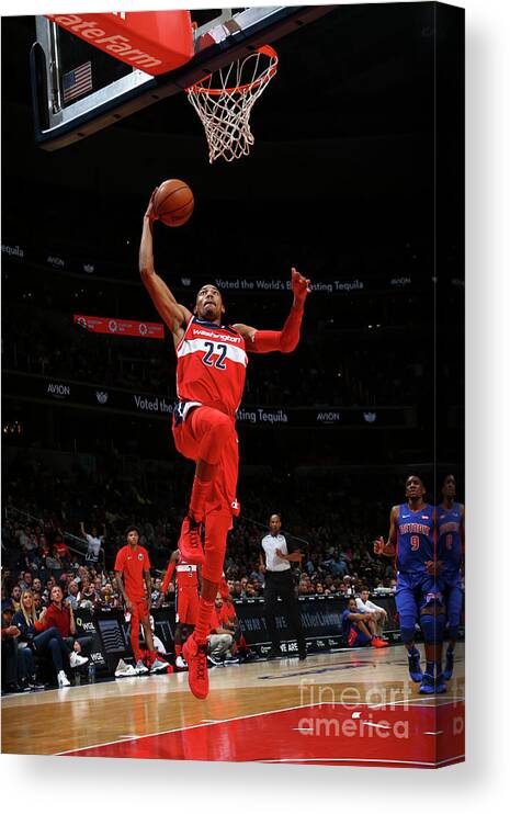 Otto Porter Jr Canvas Print featuring the photograph Detroit Pistons V Washington Wizards by Ned Dishman