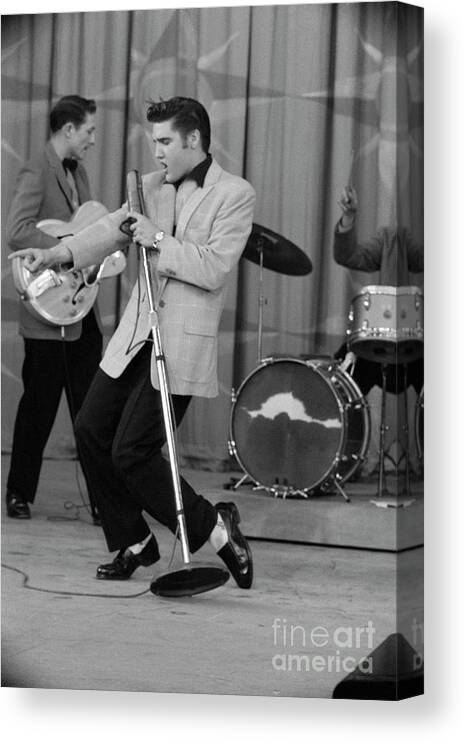 Rock Music Canvas Print featuring the photograph Elvis Presley Performing #3 by Bettmann