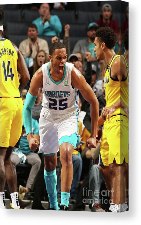 Pj Washington Canvas Print featuring the photograph Indiana Pacers V Charlotte Hornets by Brock Williams-smith