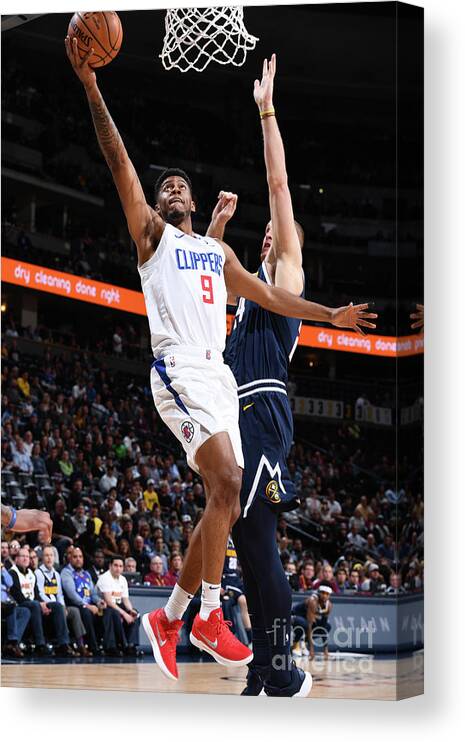 Tyrone Wallace Canvas Print featuring the photograph La Clippers V Denver Nuggets #3 by Garrett Ellwood