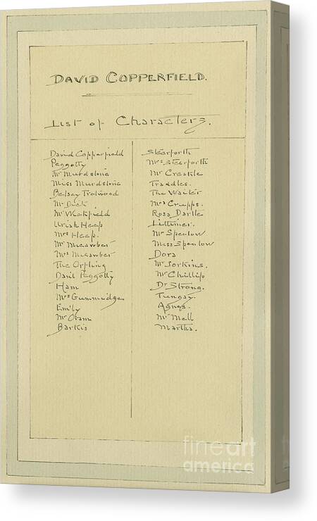 1920s Canvas Print featuring the painting List Of Characters, C.1920s by Joseph Clayton Clarke