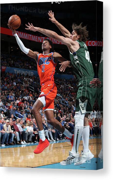 Nba Pro Basketball Canvas Print featuring the photograph Milwaukee Bucks V Oklahoma City Thunder by Zach Beeker