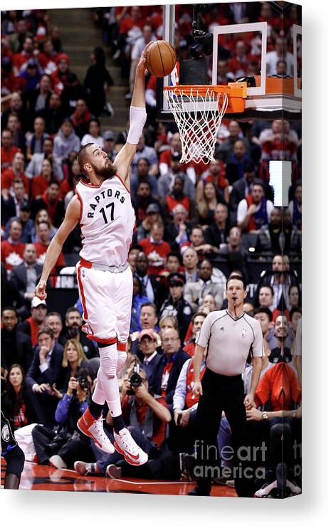 Playoffs Canvas Print featuring the photograph Milwaukee Bucks V Toronto Raptors - by Mark Blinch