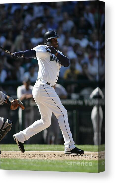 People Canvas Print featuring the photograph New York Yankees V Seattle Mariners by Rob Leiter