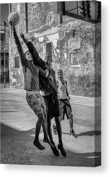 Basket Canvas Print featuring the photograph Playing Basketball #3 by Andreas Bauer