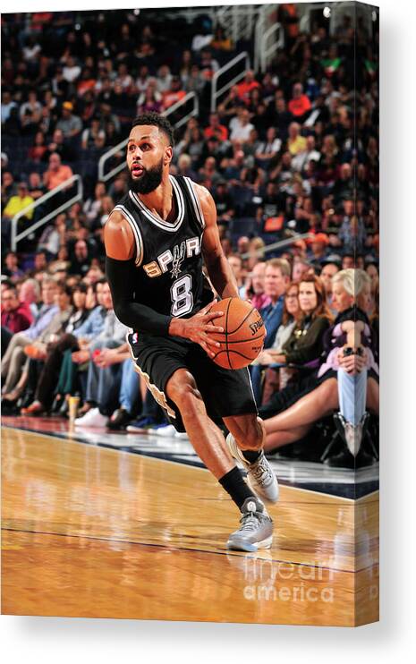 Patty Mills Canvas Print featuring the photograph San Antonio Spurs V Phoenix Suns #3 by Barry Gossage