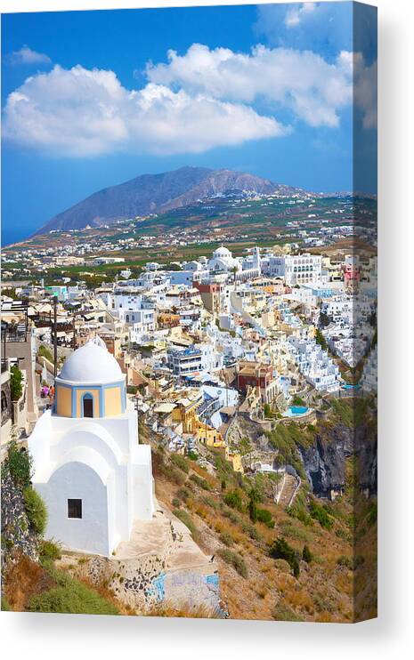 Landscape Canvas Print featuring the photograph Thira Capital City Of Santorini - #3 by Jan Wlodarczyk