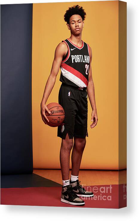 Anfernee Simons Canvas Print featuring the photograph 2018 Nba Rookie Photo Shoot #31 by Jennifer Pottheiser
