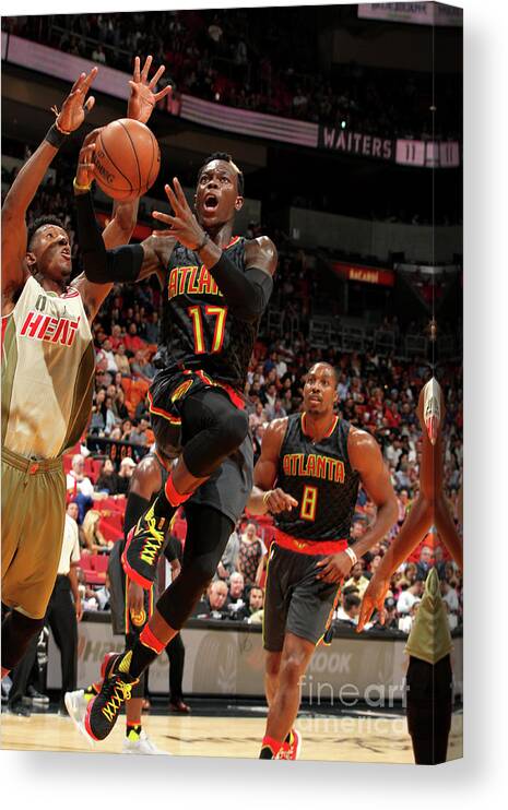 Nba Pro Basketball Canvas Print featuring the photograph Atlanta Hawks V Miami Heat by Oscar Baldizon
