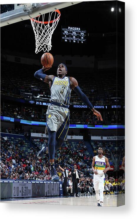 Aaron Holiday Canvas Print featuring the photograph Indiana Pacers V New Orleans Pelicans by Layne Murdoch Jr.