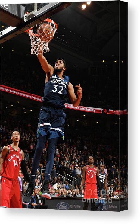 Karl-anthony Towns Canvas Print featuring the photograph Minnesota Timberwolves V Toronto Raptors by Ron Turenne
