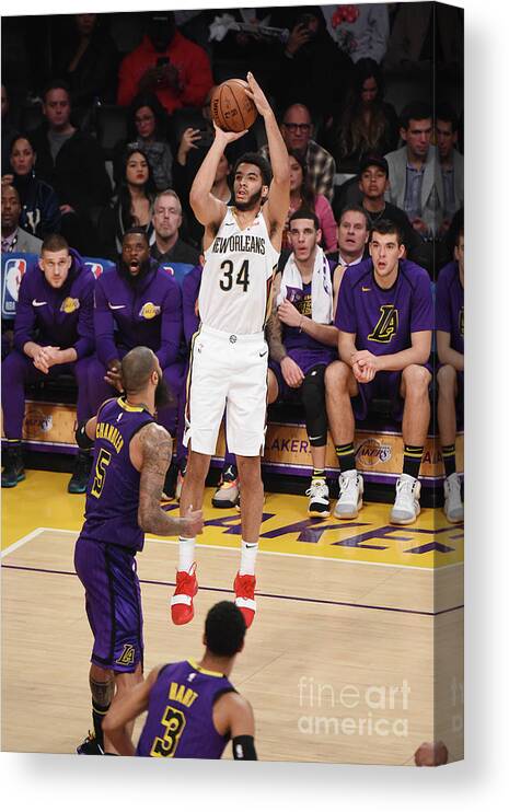 Kenrich Williams Canvas Print featuring the photograph New Orleans Pelicans V Los Angeles #4 by Adam Pantozzi