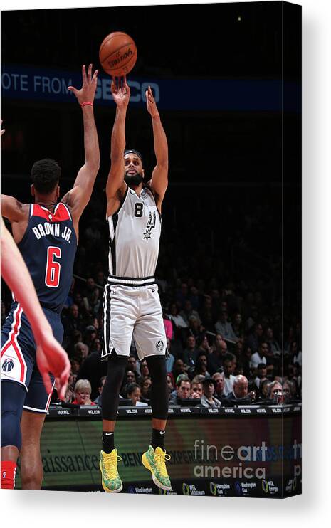Patty Mills Canvas Print featuring the photograph San Antonio Spurs V Washington Wizards by Ned Dishman