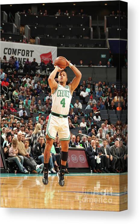Carsen Edwards Canvas Print featuring the photograph Boston Celtics V Charlotte Hornets by Kent Smith