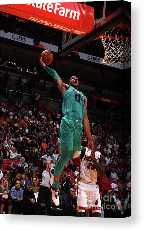 Miles Bridges Canvas Print featuring the photograph Charlotte Hornets V Miami Heat by Issac Baldizon