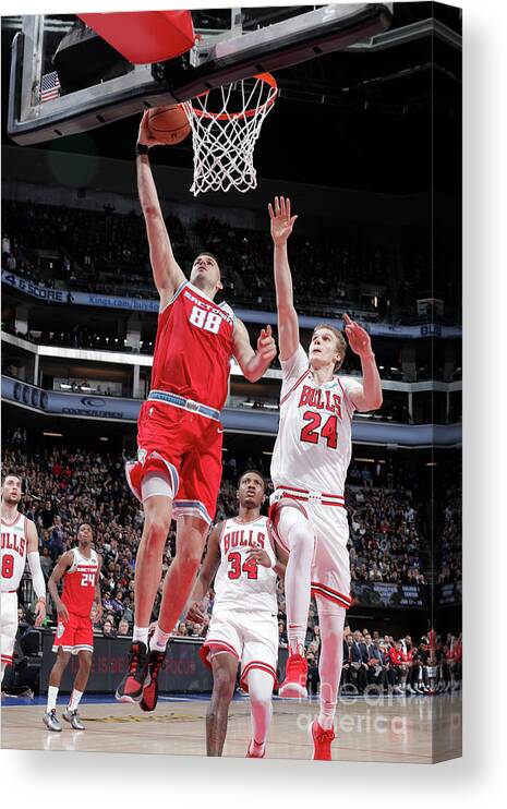 Nemanja Bjelica Canvas Print featuring the photograph Chicago Bulls V Sacramento Kings by Rocky Widner