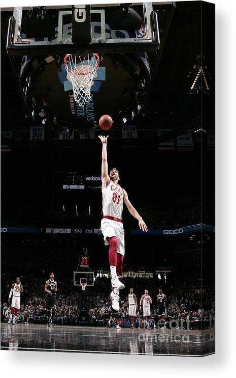 Nba Pro Basketball Canvas Print featuring the photograph Cleveland Cavaliers V Brooklyn Nets by Nathaniel S. Butler