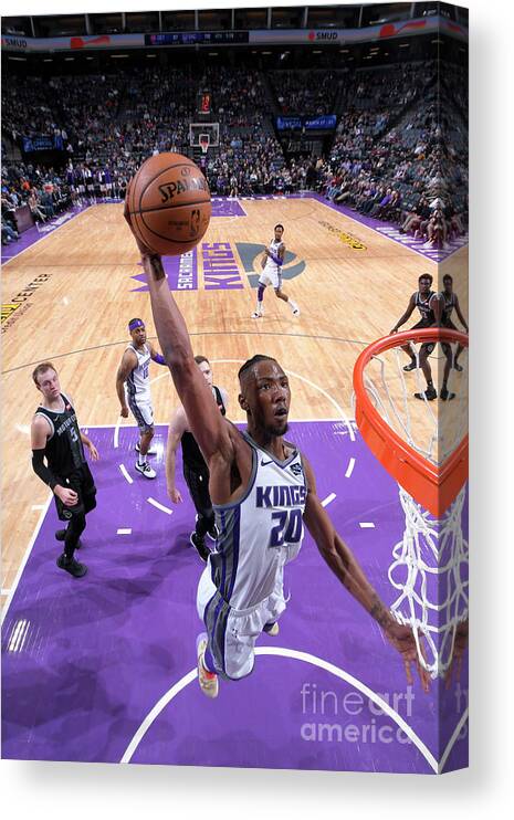Harry Giles Canvas Print featuring the photograph Detroit Pistons V Sacramento Kings by Rocky Widner