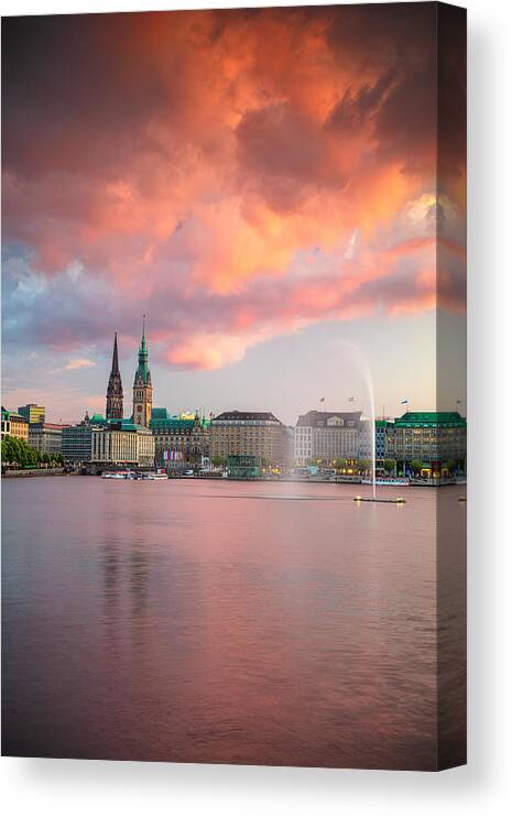 Landscape Canvas Print featuring the photograph Hamburg, Germany. Cityscape Image #5 by Rudi1976