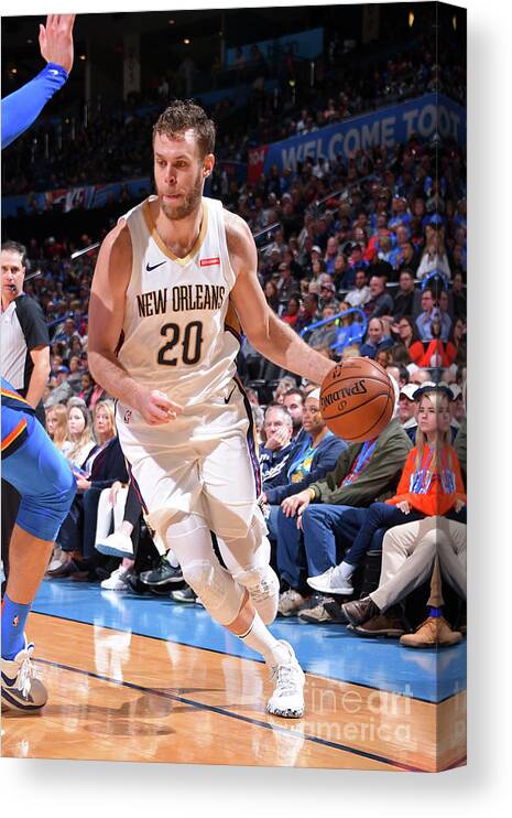 Nicolo Melli Canvas Print featuring the photograph New Orleans Pelicans V Oklahoma City by Bill Baptist