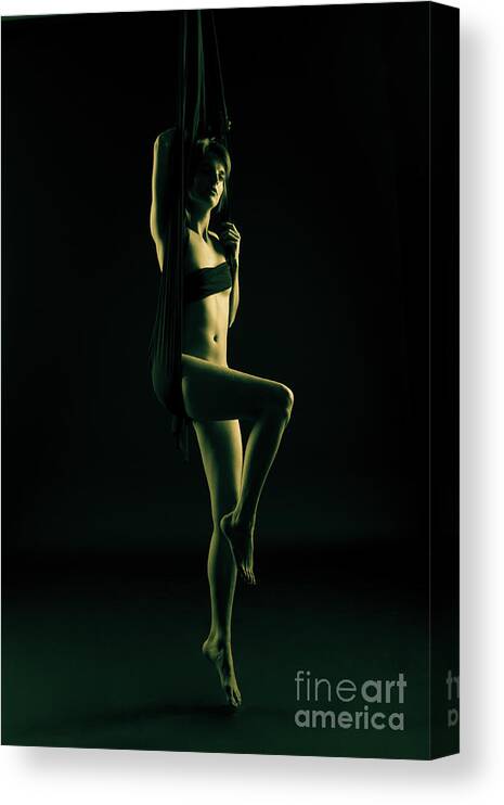 Young woman, suspension in cloth, arial yoga Canvas Print / Canvas Art by  Performance Image Europe - Pixels Canvas Prints
