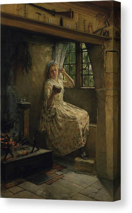 Woman Canvas Print featuring the painting A Cosey Corner by Frank Millet