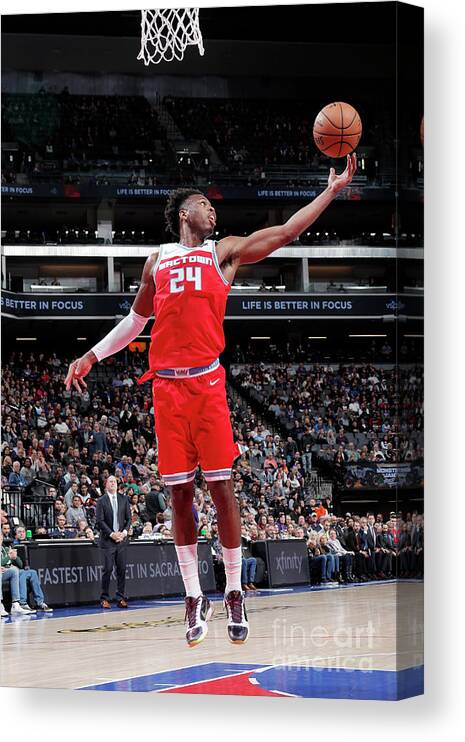 Buddy Hield Canvas Print featuring the photograph Chicago Bulls V Sacramento Kings by Rocky Widner