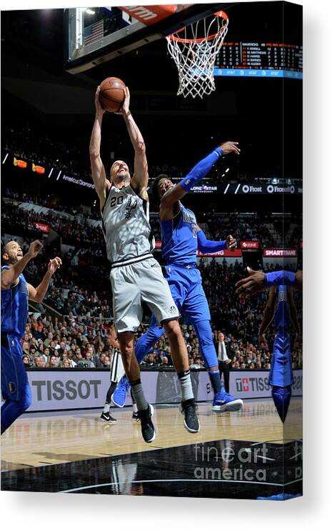 Manu Ginobili Canvas Print featuring the photograph Dallas Mavericks V San Antonio Spurs #6 by Mark Sobhani