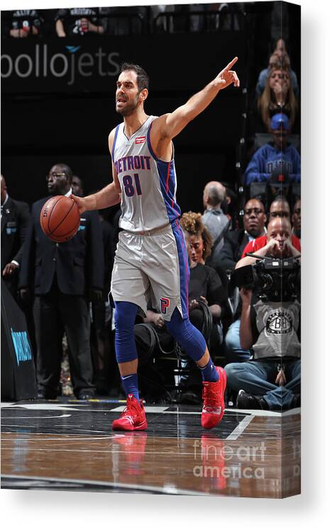 Nba Pro Basketball Canvas Print featuring the photograph Detroit Pistons V Brooklyn Nets by Nathaniel S. Butler