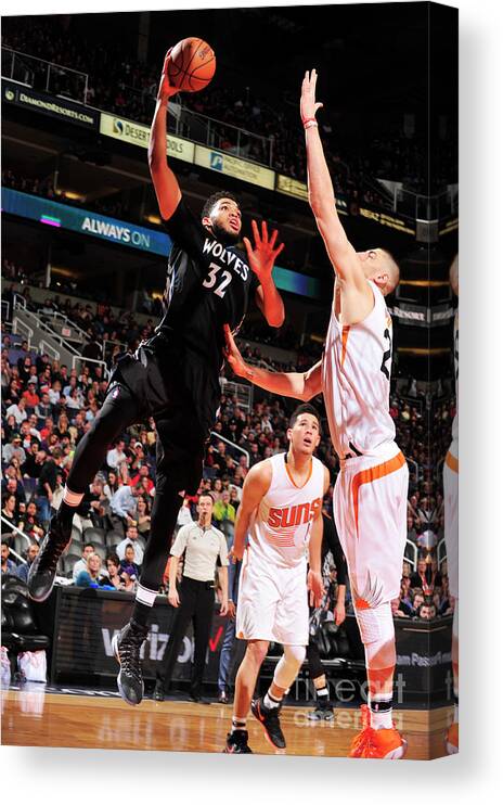 Karl-anthony Towns Canvas Print featuring the photograph Minnesota Timberwolves V Phoenix Suns by Barry Gossage