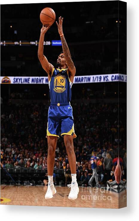 Jacob Evans Canvas Print featuring the photograph Golden State Warriors V Denver Nuggets by Garrett Ellwood