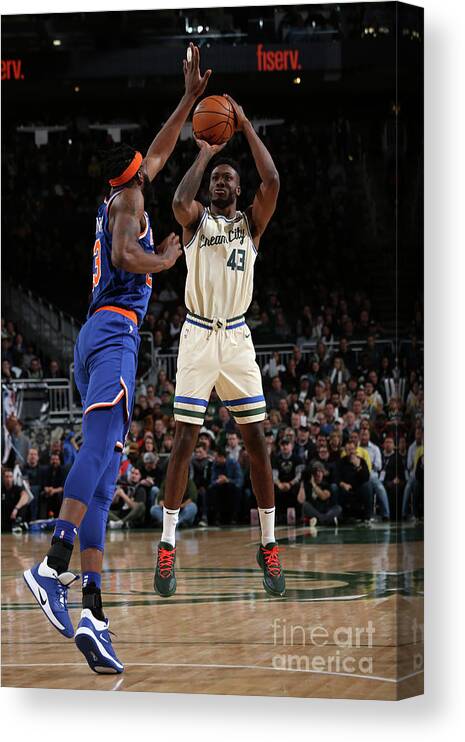 Nba Pro Basketball Canvas Print featuring the photograph New York Knicks V Milwaukee Bucks by Gary Dineen