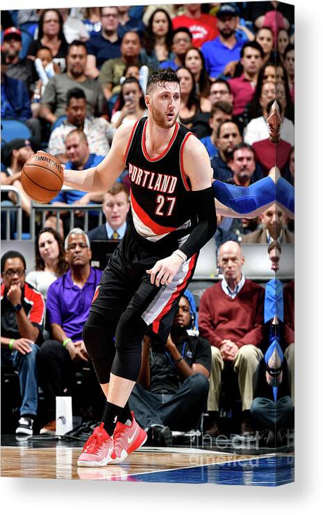 Jusuf Nurkic Canvas Print featuring the photograph Portland Trail Blazers V Orlando Magic #7 by Fernando Medina