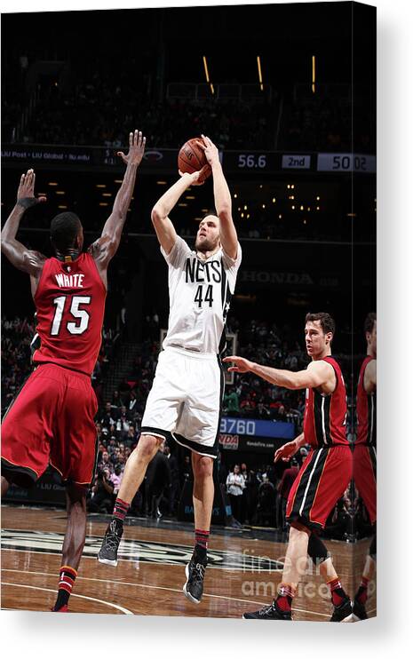 Nba Pro Basketball Canvas Print featuring the photograph Miami Heat V Brooklyn Nets by Nathaniel S. Butler