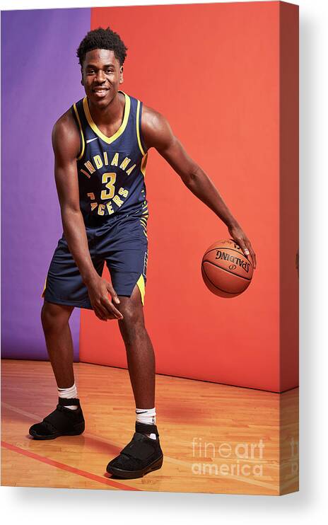 Aaron Holiday Canvas Print featuring the photograph 2018 Nba Rookie Photo Shoot #80 by Jennifer Pottheiser