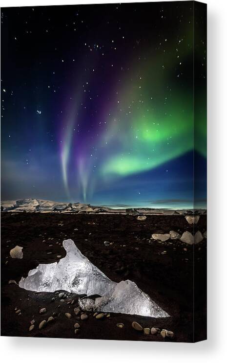 Melting Canvas Print featuring the photograph Aurora Borealis Or Northern Lights #9 by Arctic-images