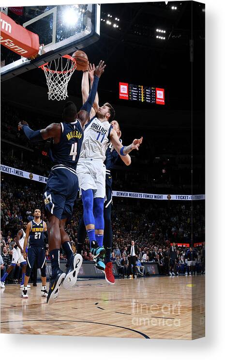 Luka Doncic Canvas Print featuring the photograph Dallas Mavericks V Denver Nuggets #9 by Garrett Ellwood