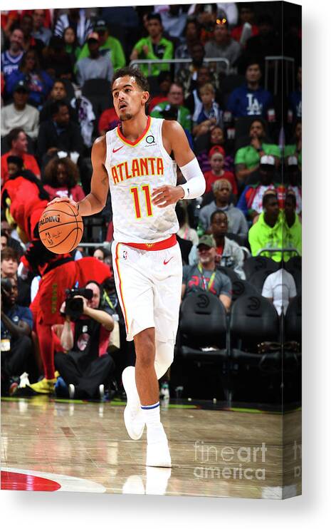 Trae Young Canvas Print featuring the photograph Philadelphia 76ers V Atlanta Hawks by Scott Cunningham