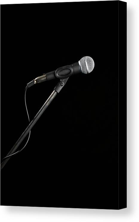 Microphone Stand Canvas Print featuring the photograph A Microphone by Antenna