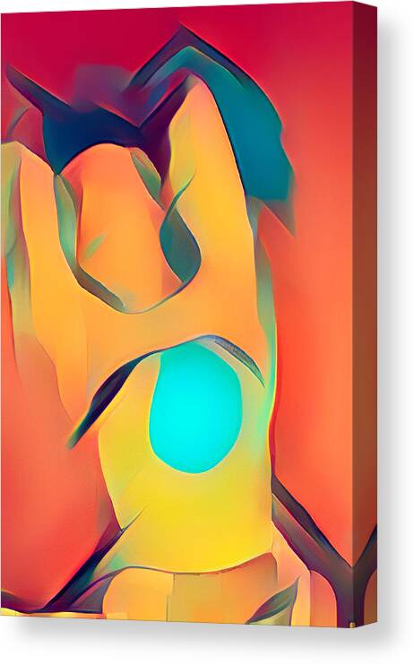 Woman Canvas Print featuring the digital art Abstract Reclining woman by Cathy Anderson