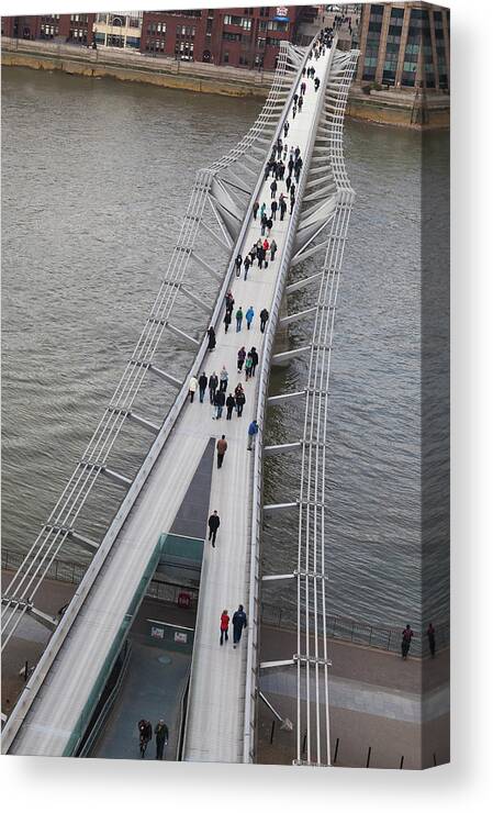 London Millennium Footbridge Canvas Print featuring the photograph Aerial View Of The Millennium Bridge by Future Light