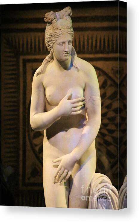 Marble Statue Canvas Print featuring the photograph Aphrodite Marble Statue Pompeii 1 Century AD by Colleen Cornelius