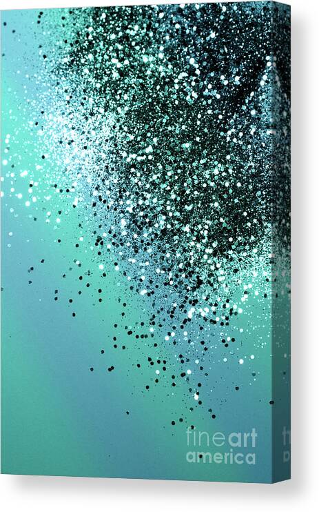 Photography Canvas Print featuring the mixed media Aqua Blue OCEAN Glitter #1 #shiny #decor #art by Anitas and Bellas Art