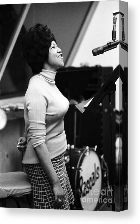 Music Canvas Print featuring the photograph Aretha Franklin Atlantic Sessions by The Estate Of David Gahr