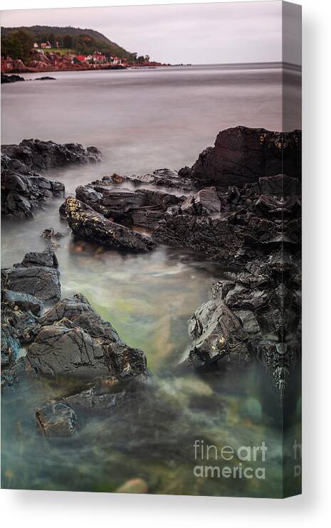 Arild Canvas Print featuring the photograph Arild village rocky beach by Sophie McAulay