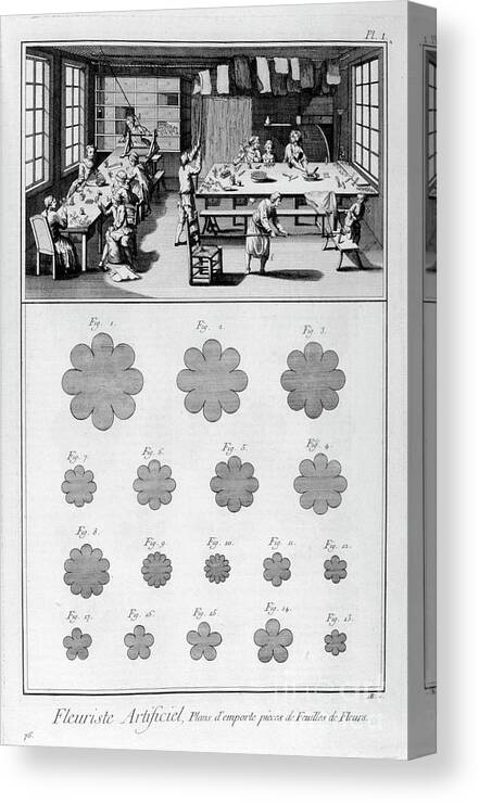 Working Canvas Print featuring the drawing Artificial Florist, 1751-1777 by Print Collector