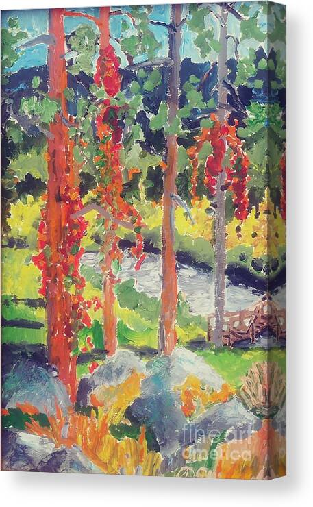 Plein Air Canvas Print featuring the painting Autumn Vines by Rodger Ellingson