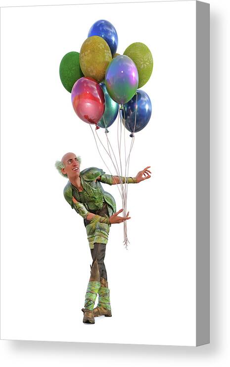 Balloon Canvas Print featuring the digital art Balloons and Happy Guy by Betsy Knapp